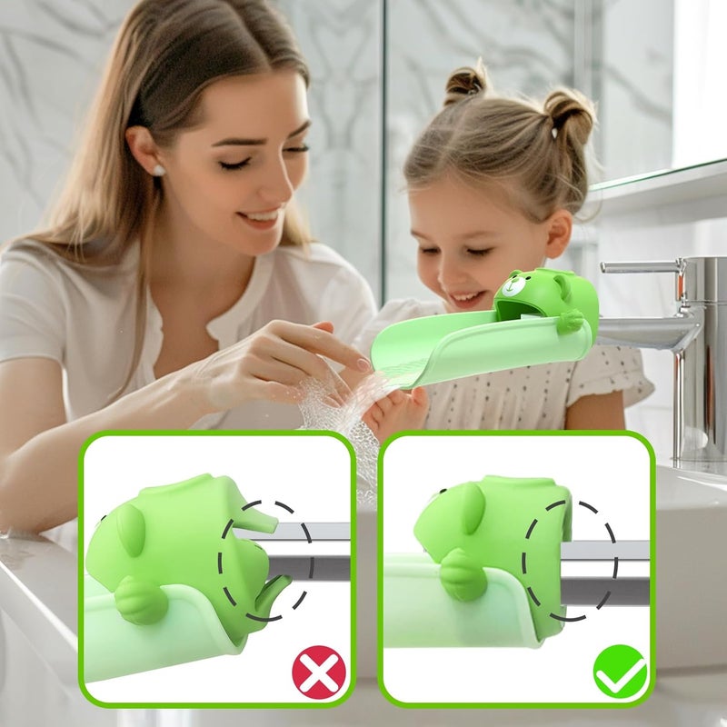 SKYROKU Faucet Extender for Kids, Temperature-Sensitive Faucet Spout Extension for Independent Hand Washing - Cute Bear Design, Fits Most Bathroom & Kitchen Sinks(Green) - Image 4